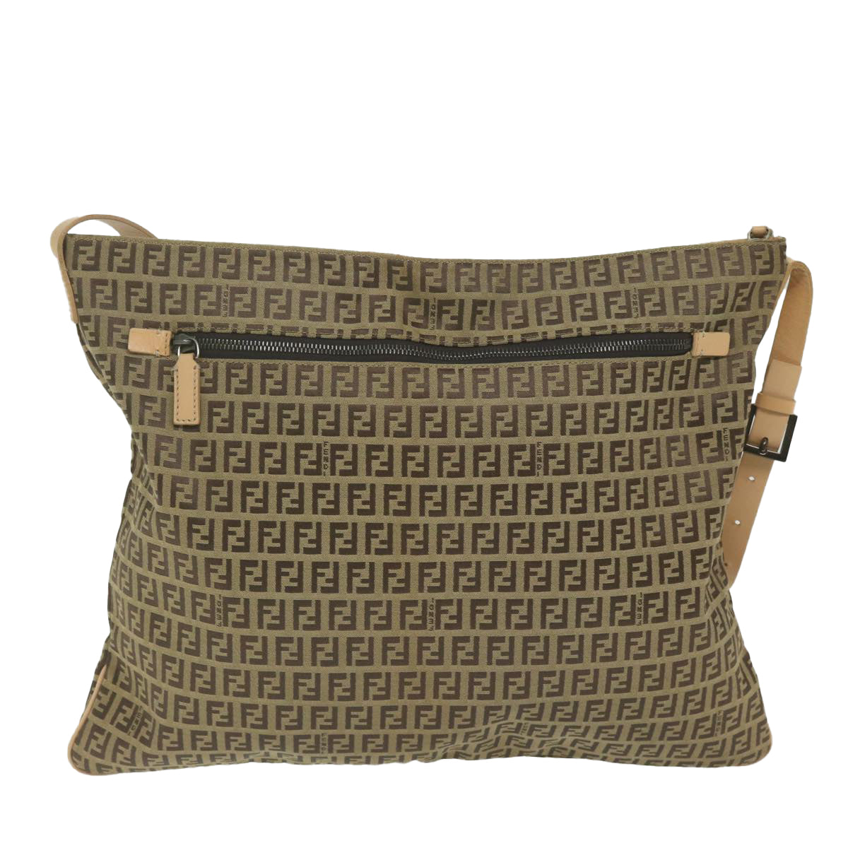 FENDI Zucchino Canvas Shoulder Bag Beige62857