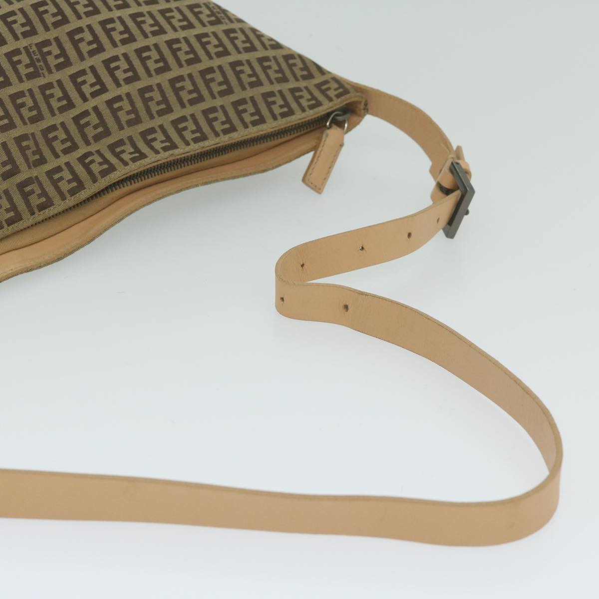 FENDI Zucchino Canvas Shoulder Bag Beige62857