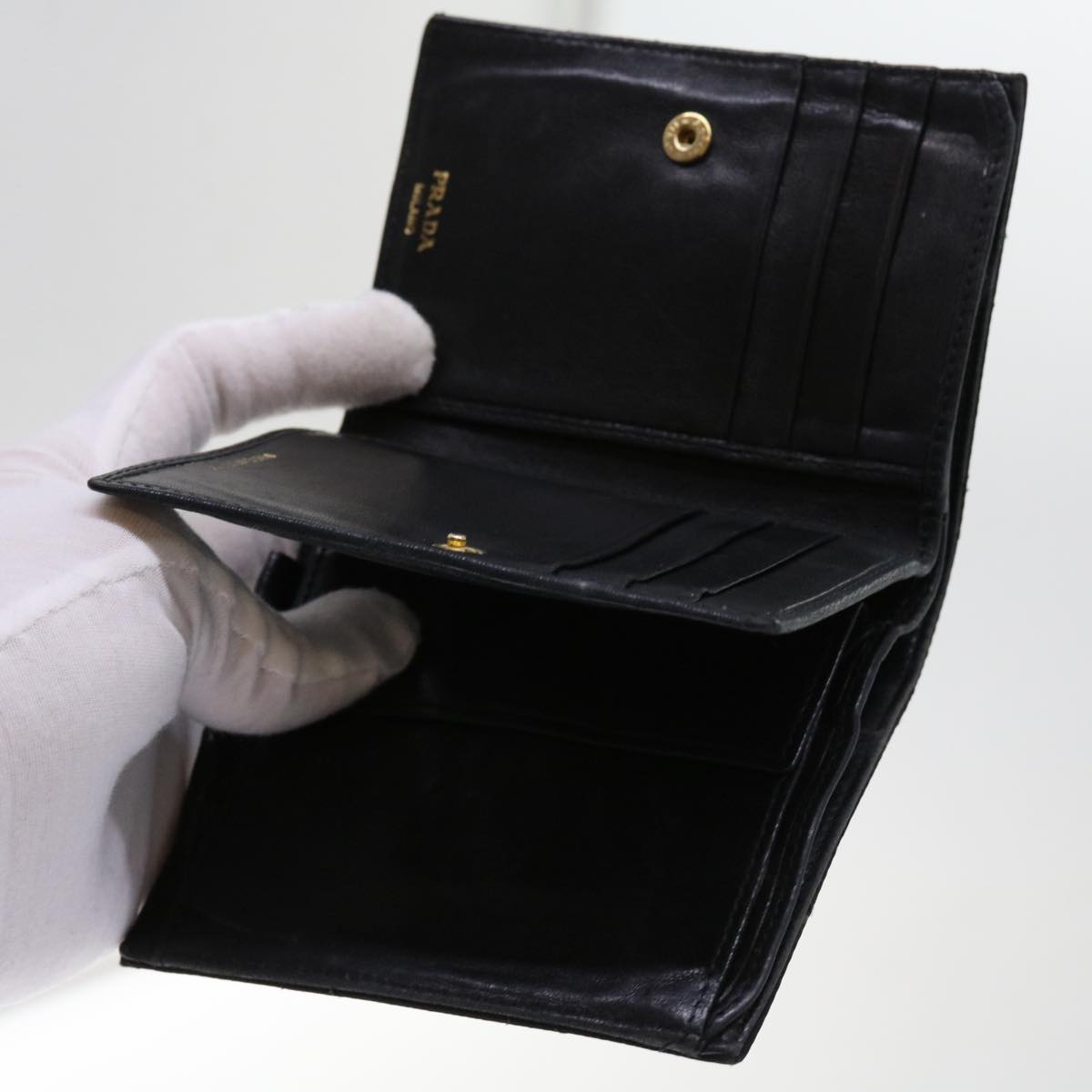 PRADA Wallet Nylon Leather 7Set Black Red  62869