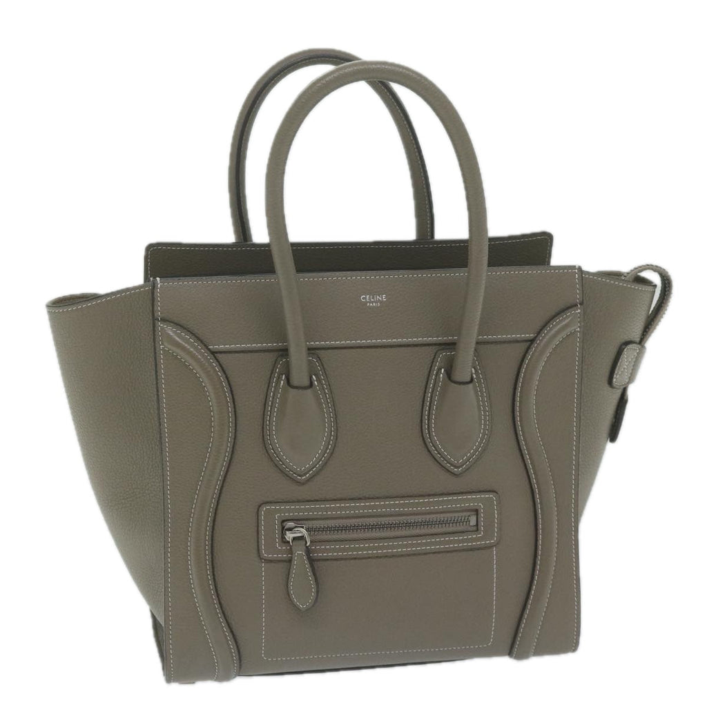 CELINE Luggage Micro Shopper Tote Bag Leather Gray  62915A