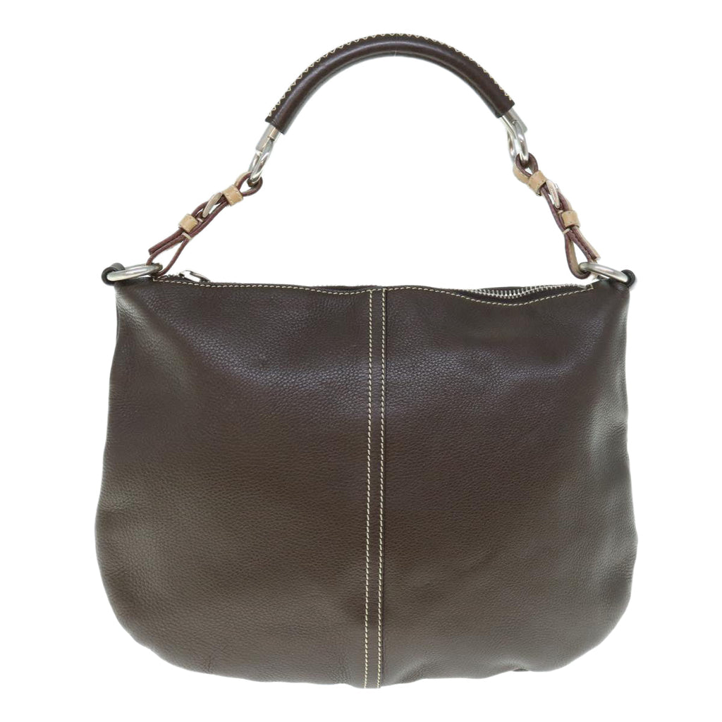 PRADA Shoulder Bag Leather Dark Brown  62933