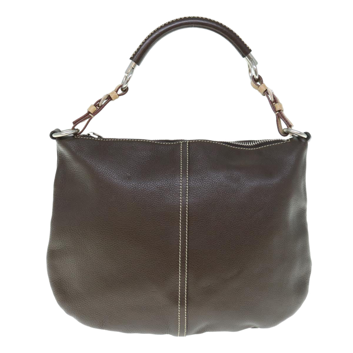 PRADA Shoulder Bag Leather Dark Brown  62933