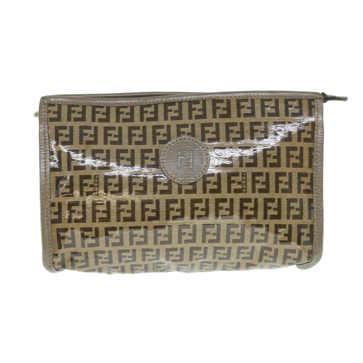 FENDI Zucchino Canvas Clutch Bag Beige62934