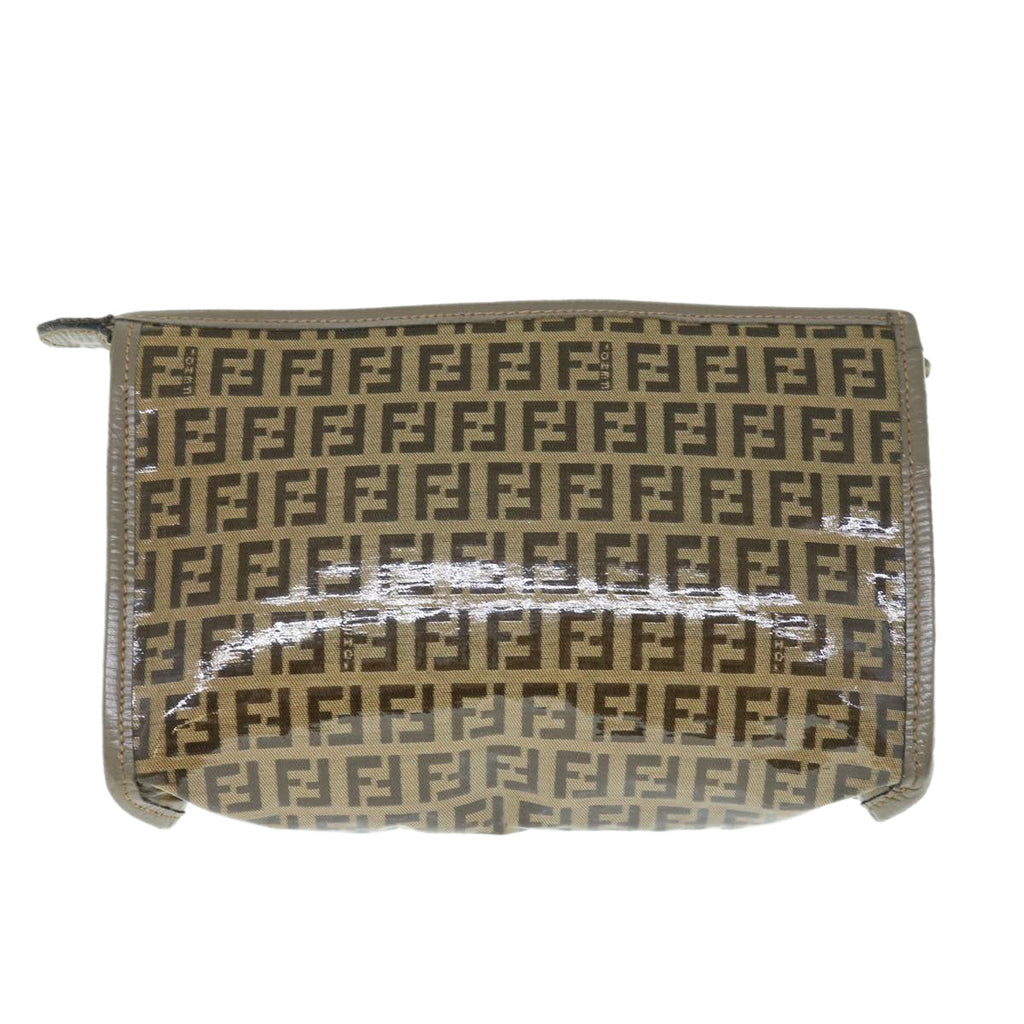 FENDI Zucchino Canvas Clutch Bag Beige62934