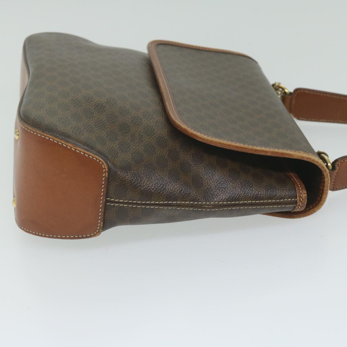 CELINE Macadam Canvas Hand Bag PVC Leather 2way Brown  62941