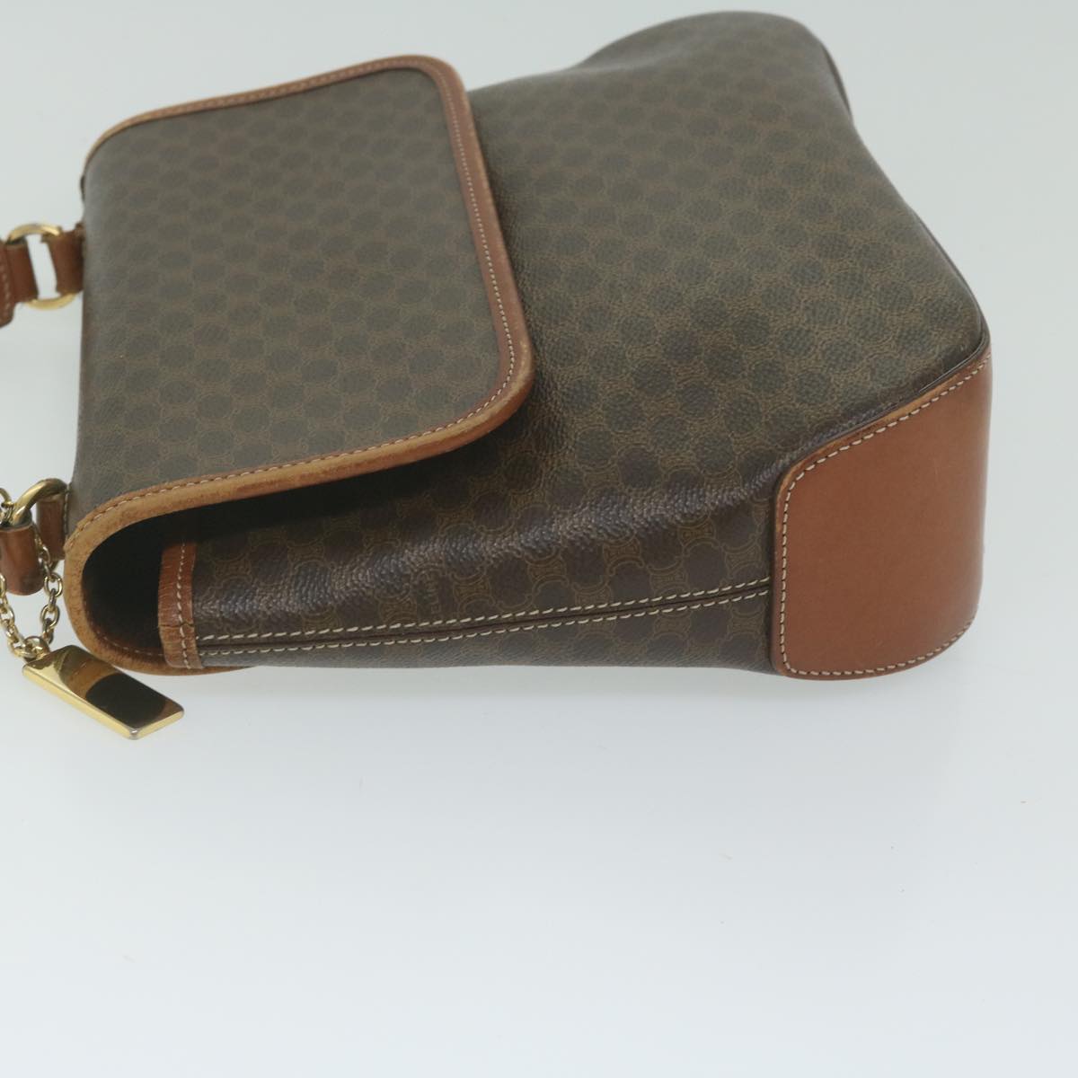 CELINE Macadam Canvas Hand Bag PVC Leather 2way Brown  62941