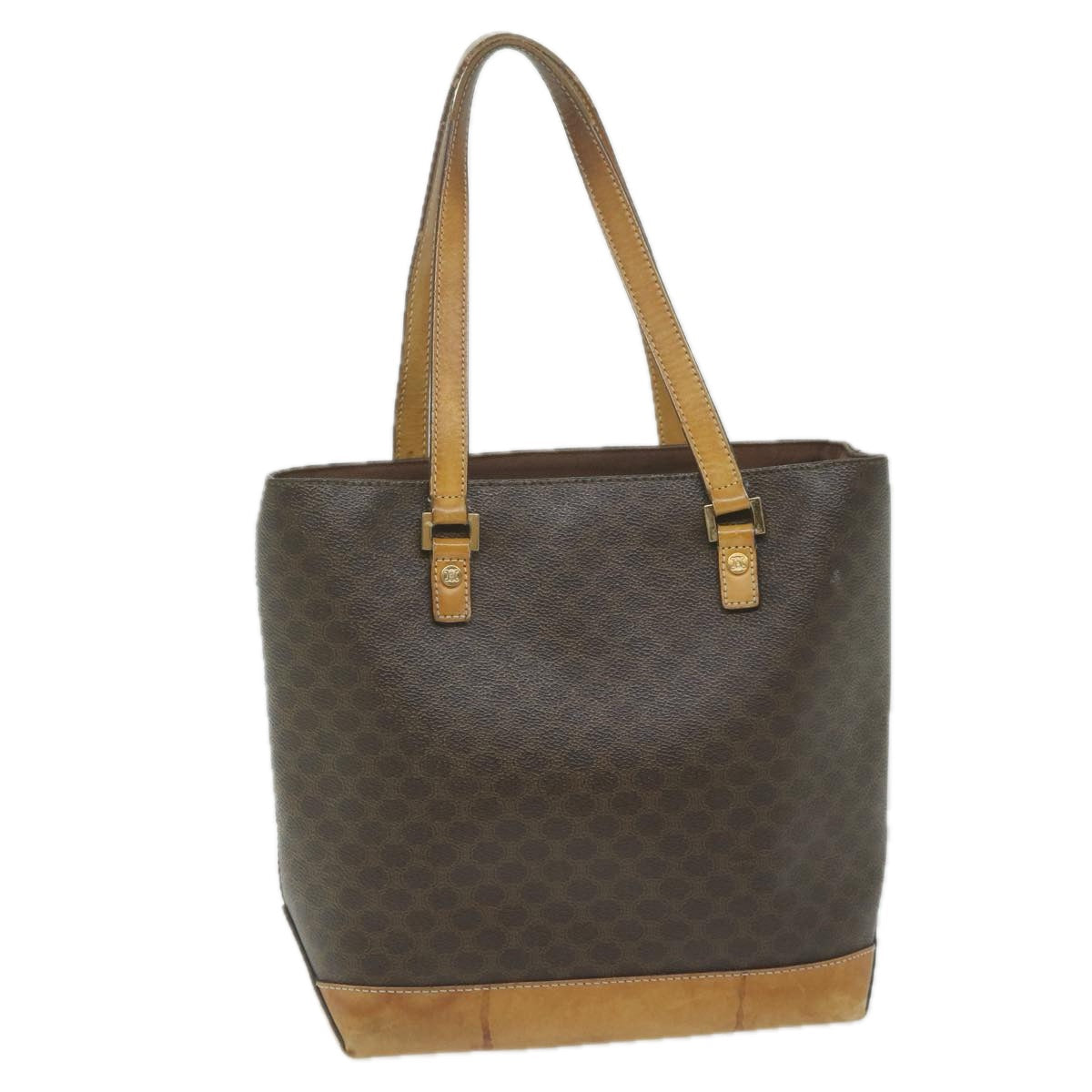 CELINE Macadam Canvas Shoulder Bag PVC Leather Brown  62944