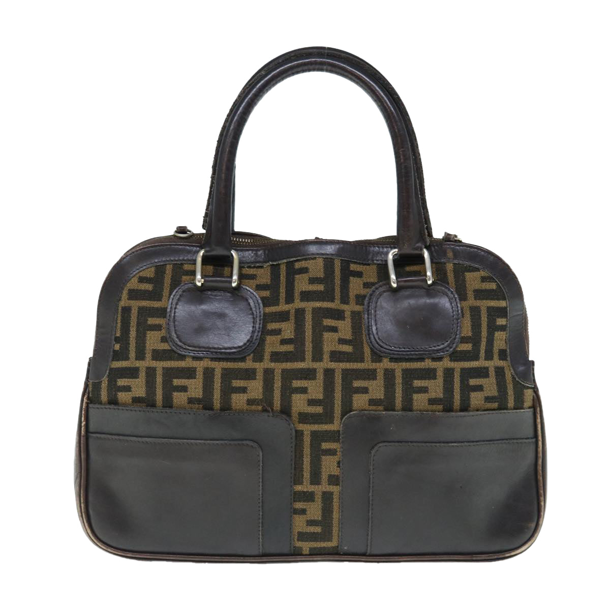 FENDI Zucca Canvas Hand Bag 2way Black Brown62975