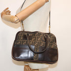 FENDI Zucca Canvas Hand Bag 2way Black Brown62975