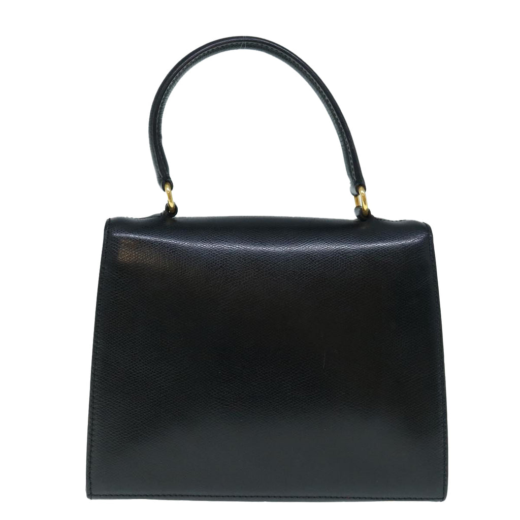 CELINE Hand Bag Leather Black  62977