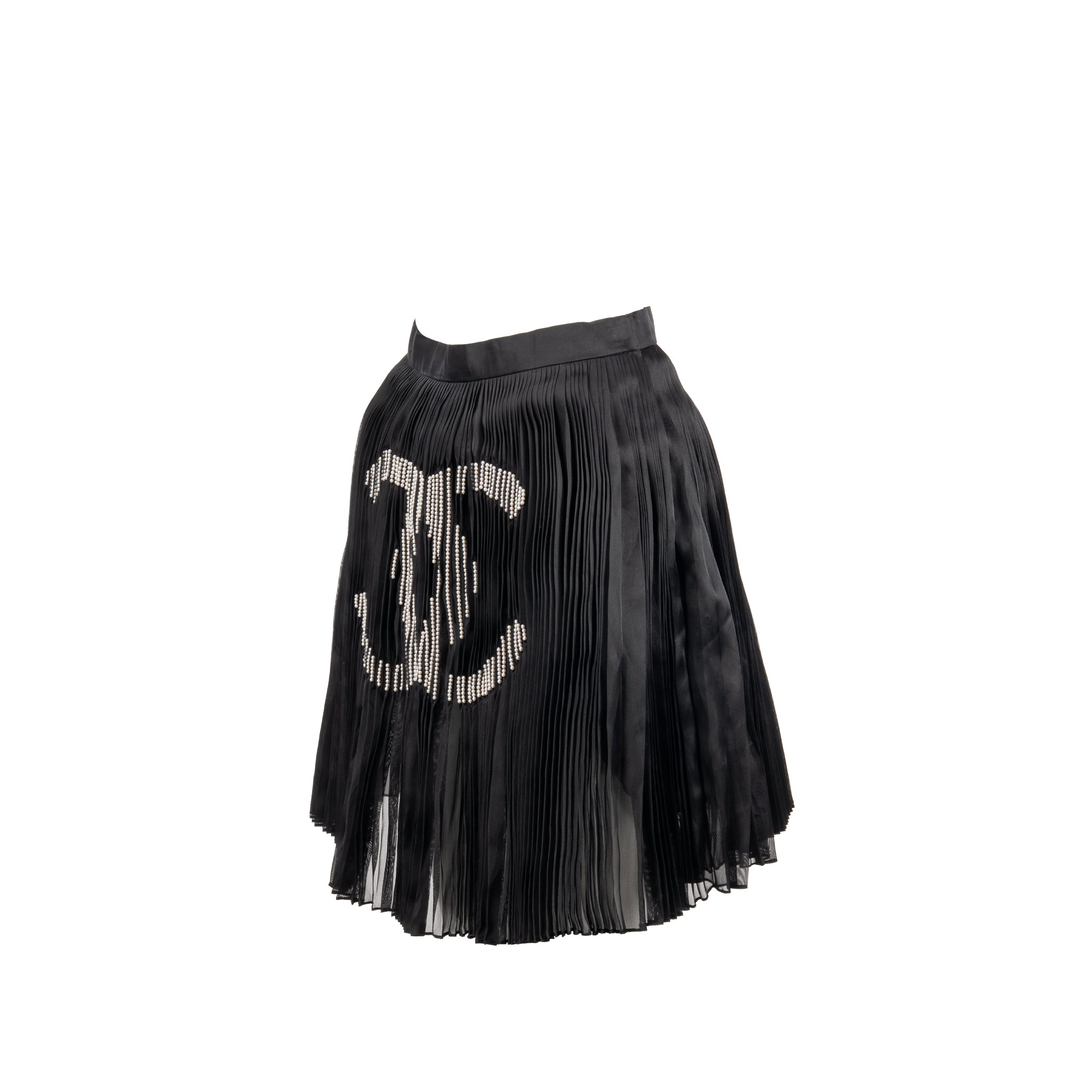 Chanel size 34 22A Silk Skirt Black/White