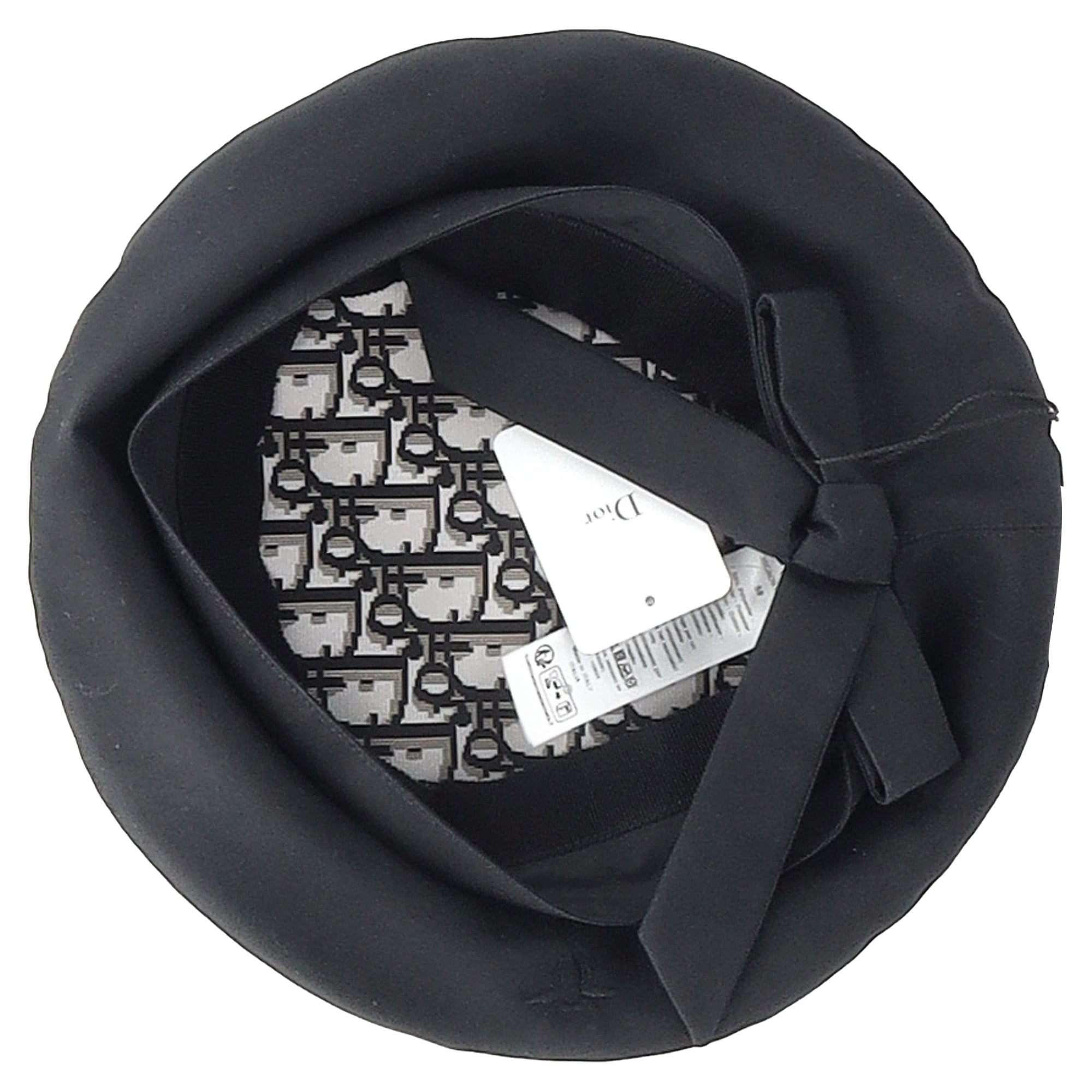 Dior Arty Oblique with Ribbon Beret Hat in Black Polyester