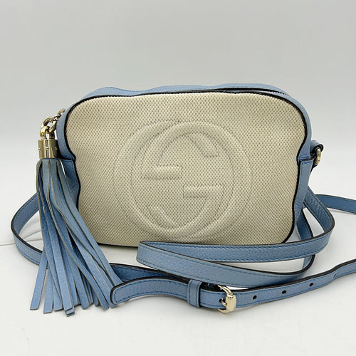 Gucci Soho Disco Crossbody Bag Canvas Small White LA19443
