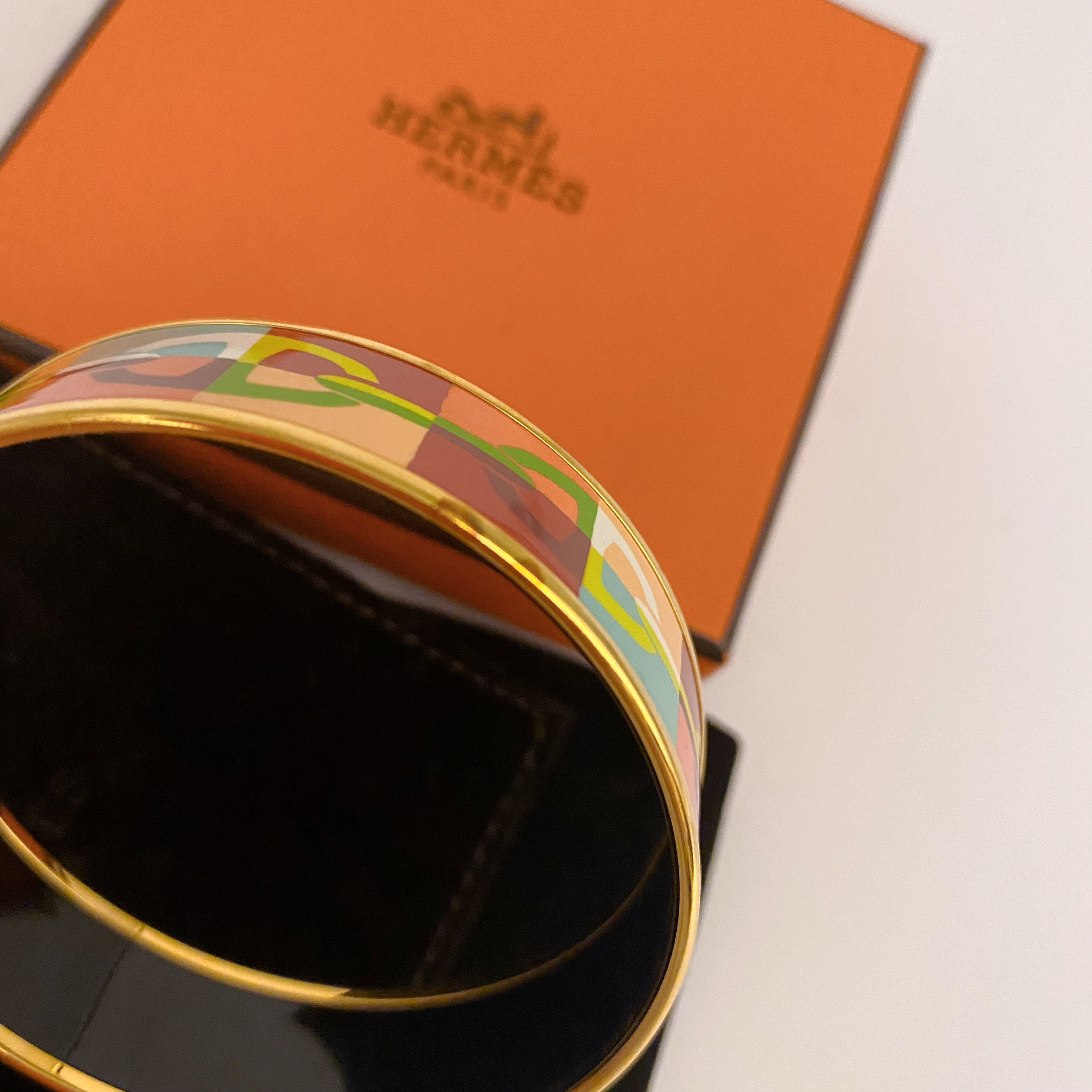 Hermes Wide Enamel Bangle Bracelet