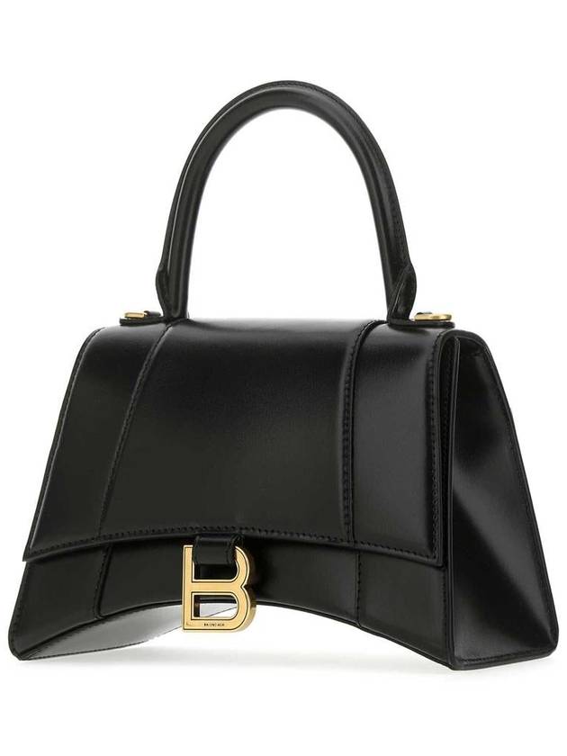 Balenciaga Hourglass Small Tote Bag in Shiny Box Calfskin Black