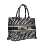 Christian Dior Blue Dior Oblique Embroidery Small Book Tote