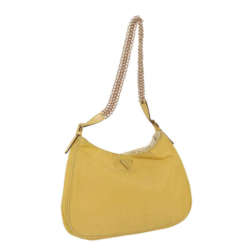 PRADA Chain Shoulder Bag Nylon Yellow  63153
