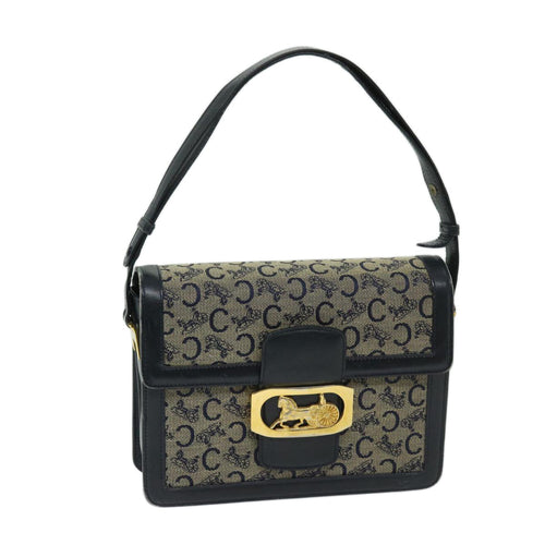 CELINE C Macadam Canvas Shoulder Bag Navy  63157