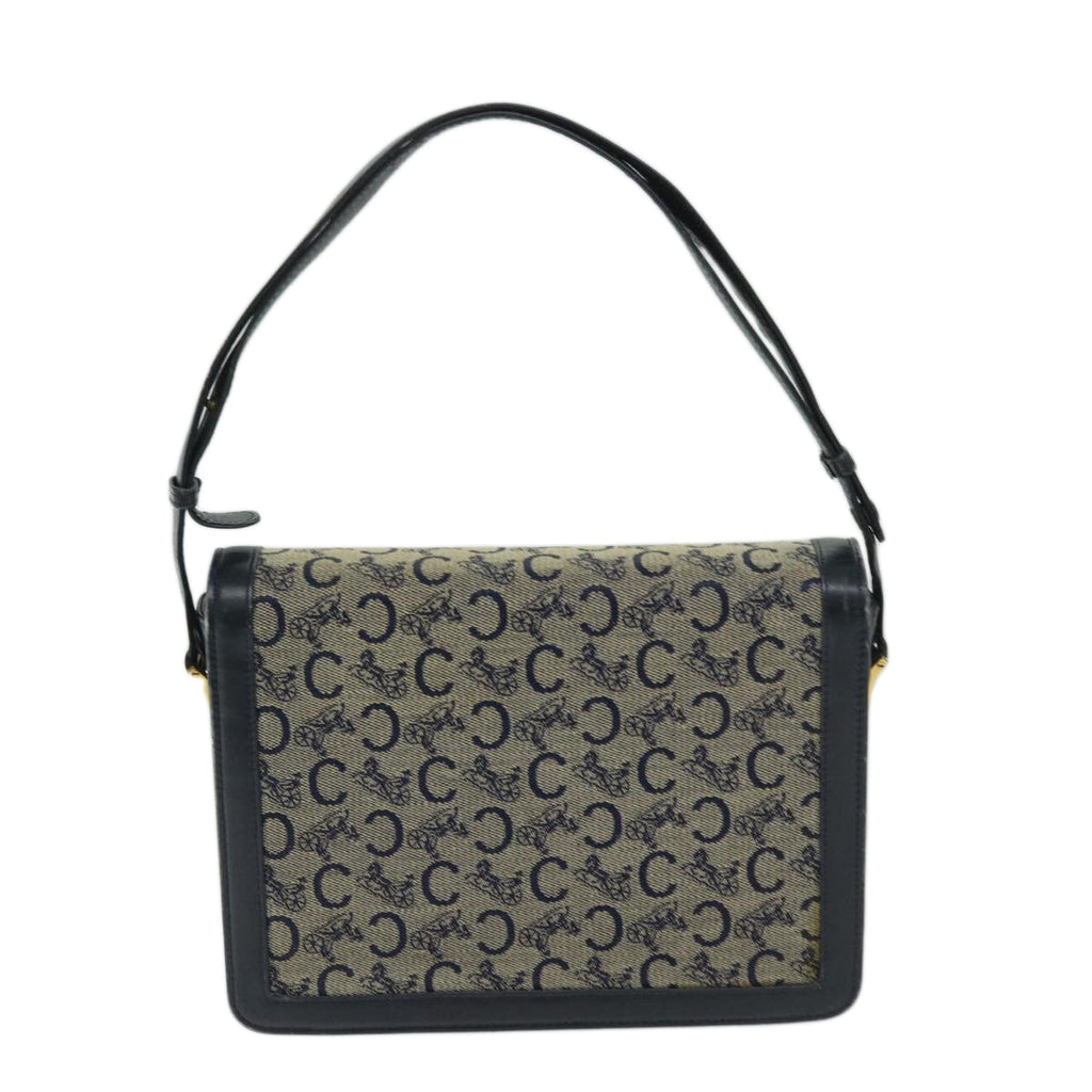 CELINE C Macadam Canvas Shoulder Bag Navy  63157