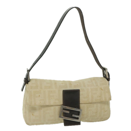 FENDI Zucca Canvas Mamma Baguette Shoulder Bag Beige 2321 26424 00863159