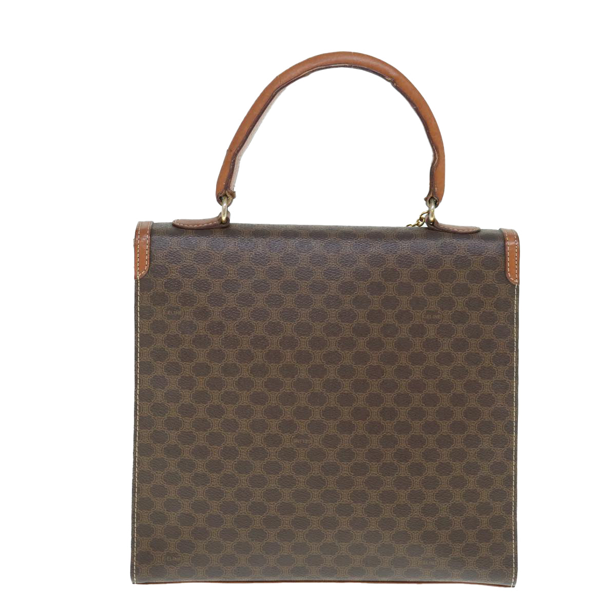 CELINE Macadam Canvas Hand Bag PVC Leather Brown  63166