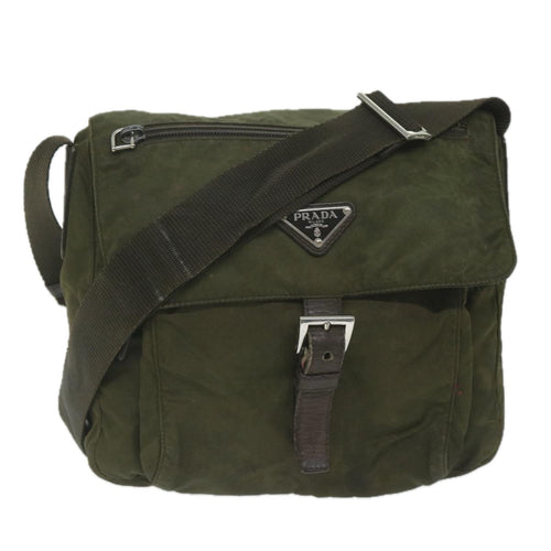PRADA Shoulder Bag Nylon Khaki  63182