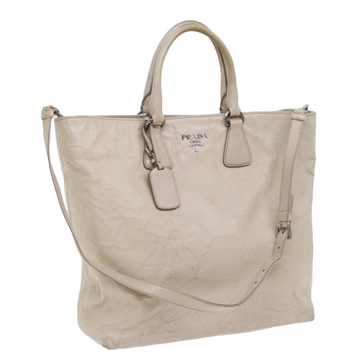PRADA Hand Bag Leather 2way Beige  63197