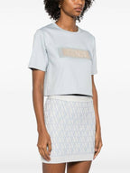 Fendi Jersey Crew Neck Cropped Short Sleeve T-Shirt Light Blue