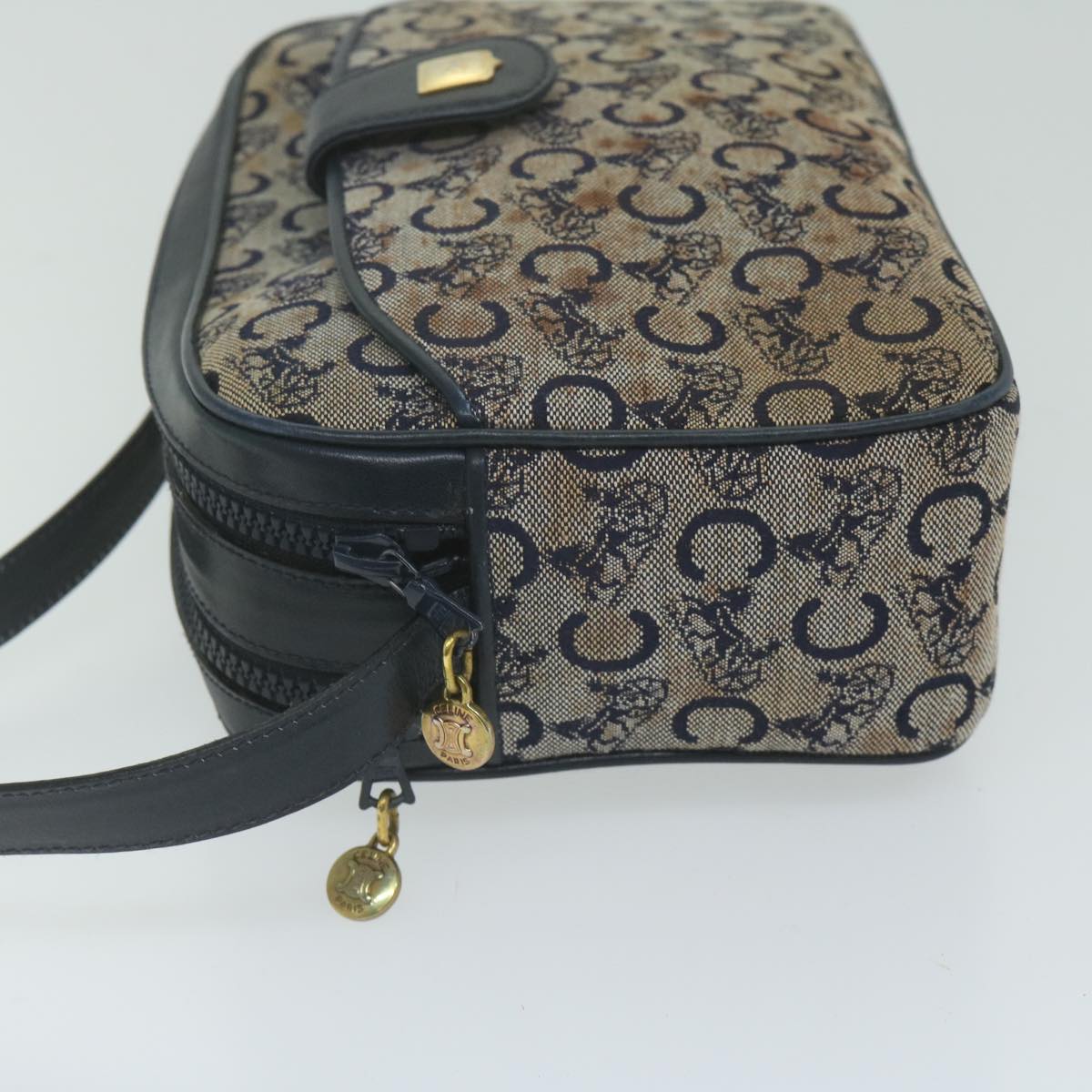 CELINE C Macadam Canvas Shoulder Bag Navy  63227
