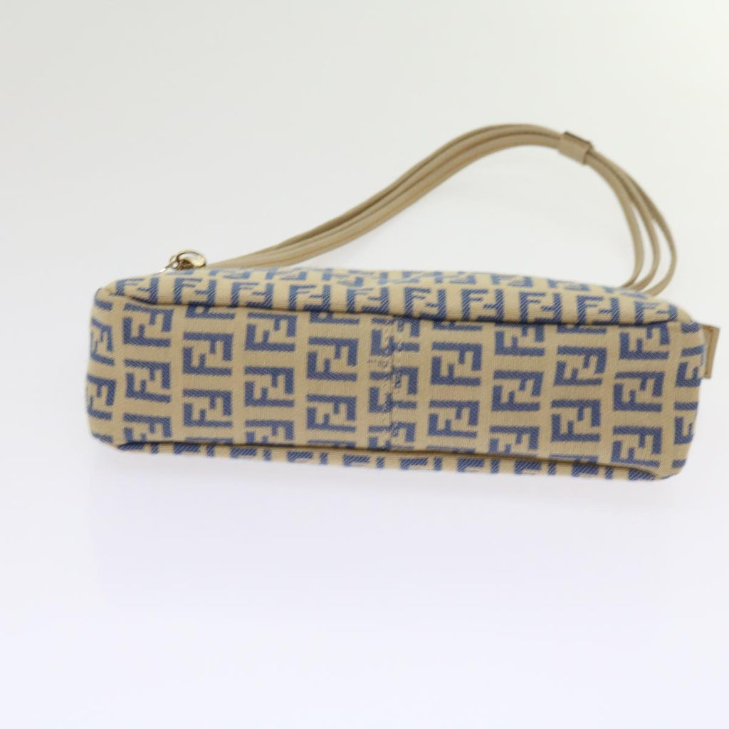 FENDI Zucchino Canvas Accessory Pouch Beige Blue63286