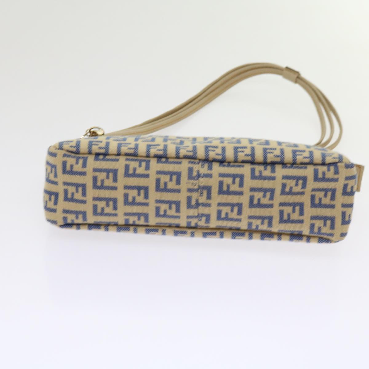 FENDI Zucchino Canvas Accessory Pouch Beige Blue63286