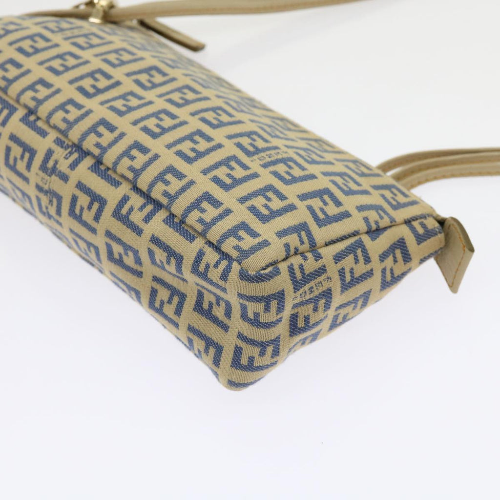 FENDI Zucchino Canvas Accessory Pouch Beige Blue63286