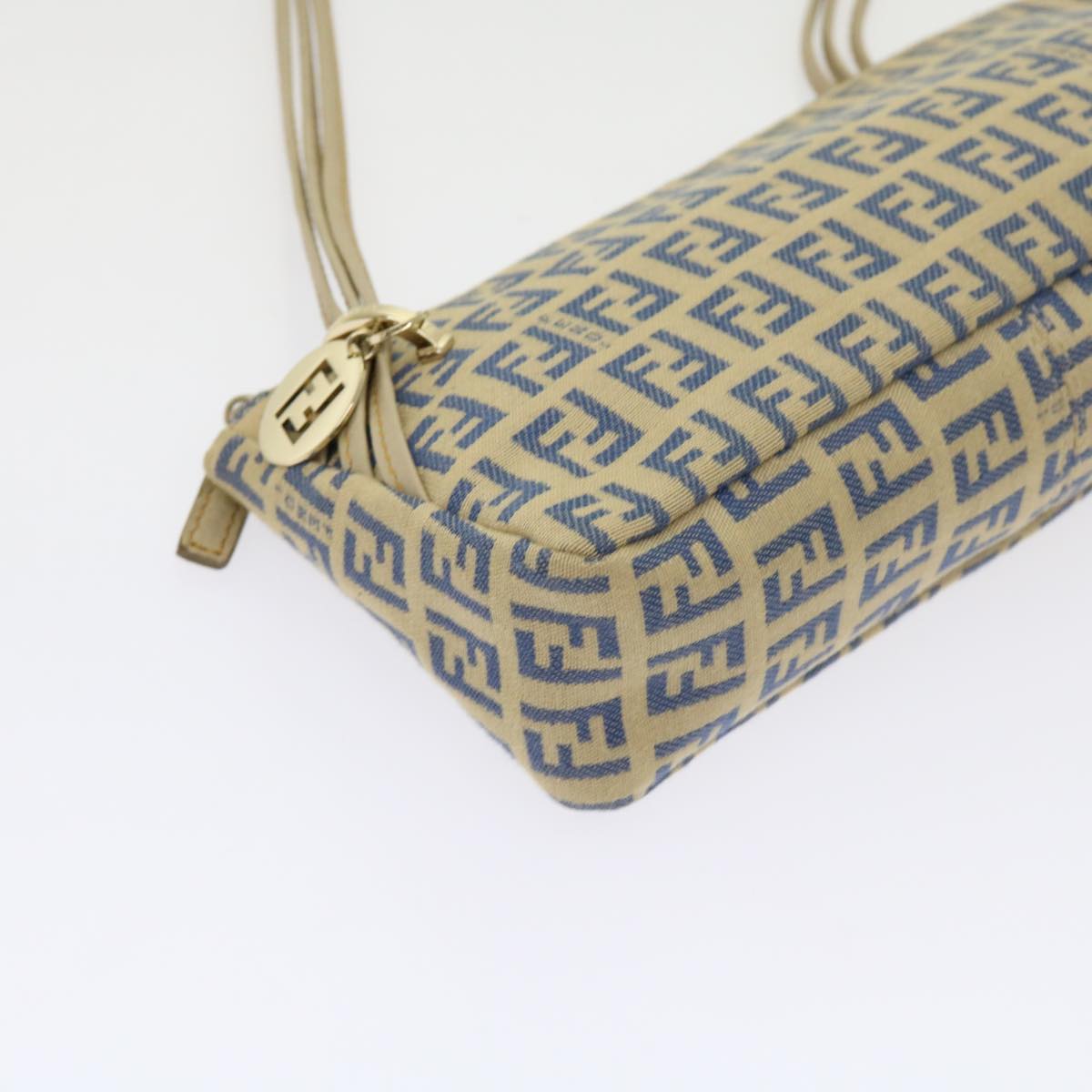 FENDI Zucchino Canvas Accessory Pouch Beige Blue63286