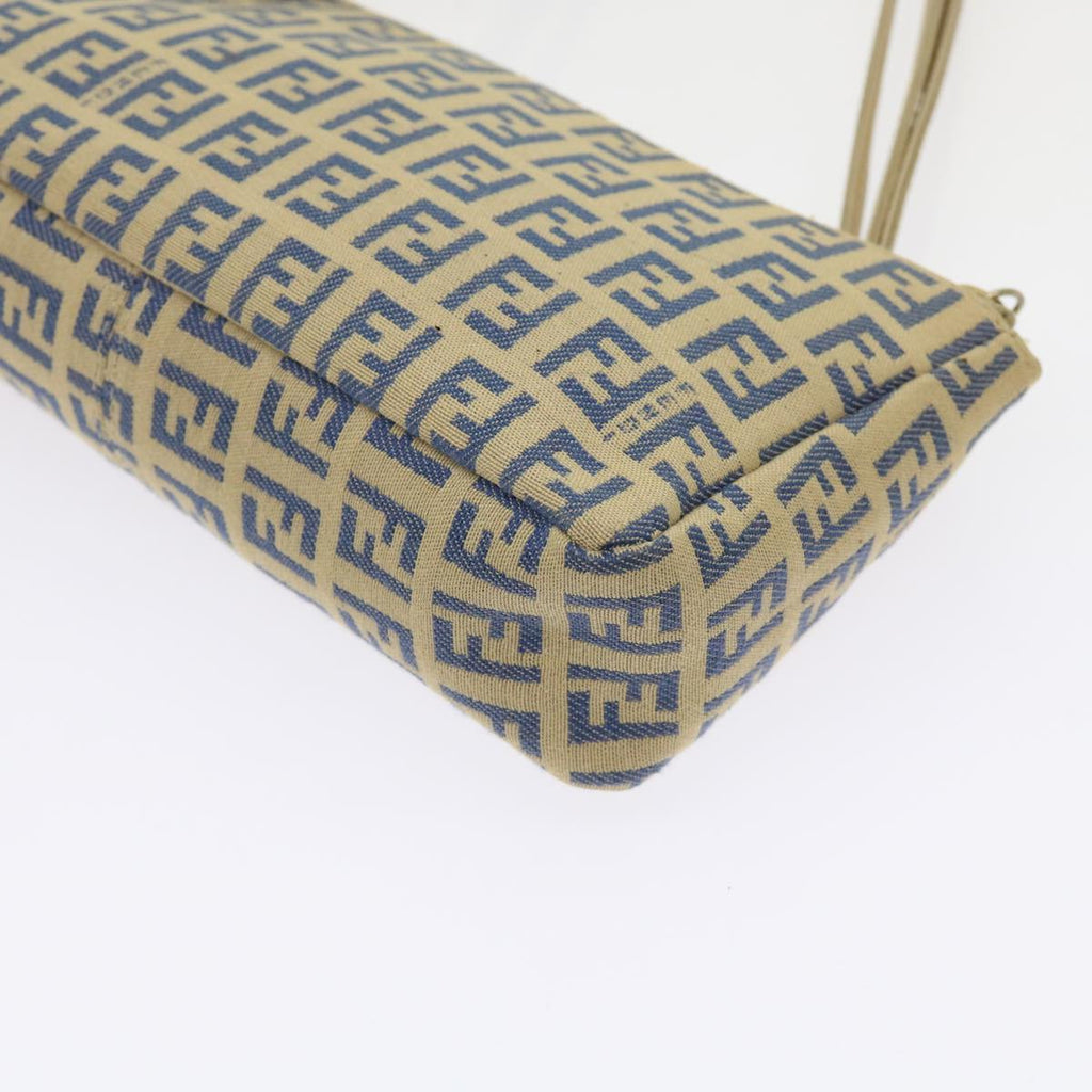 FENDI Zucchino Canvas Accessory Pouch Beige Blue63286