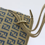 FENDI Zucchino Canvas Accessory Pouch Beige Blue63286