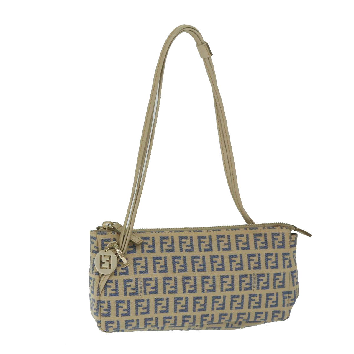 FENDI Zucchino Canvas Accessory Pouch Beige Blue63286