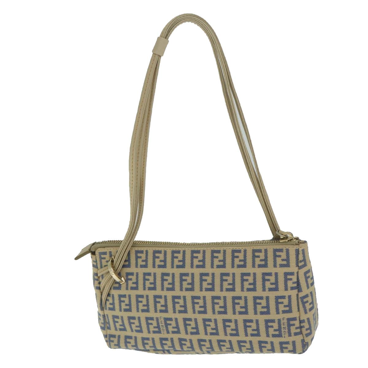 FENDI Zucchino Canvas Accessory Pouch Beige Blue63286