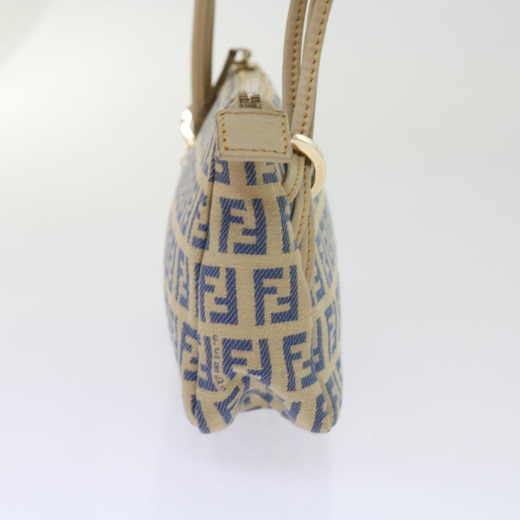 FENDI Zucchino Canvas Accessory Pouch Beige Blue63286