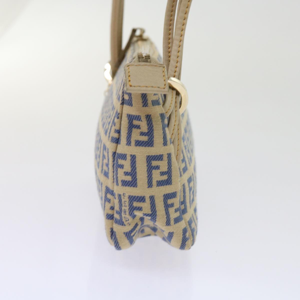 FENDI Zucchino Canvas Accessory Pouch Beige Blue63286