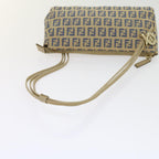 FENDI Zucchino Canvas Accessory Pouch Beige Blue63286