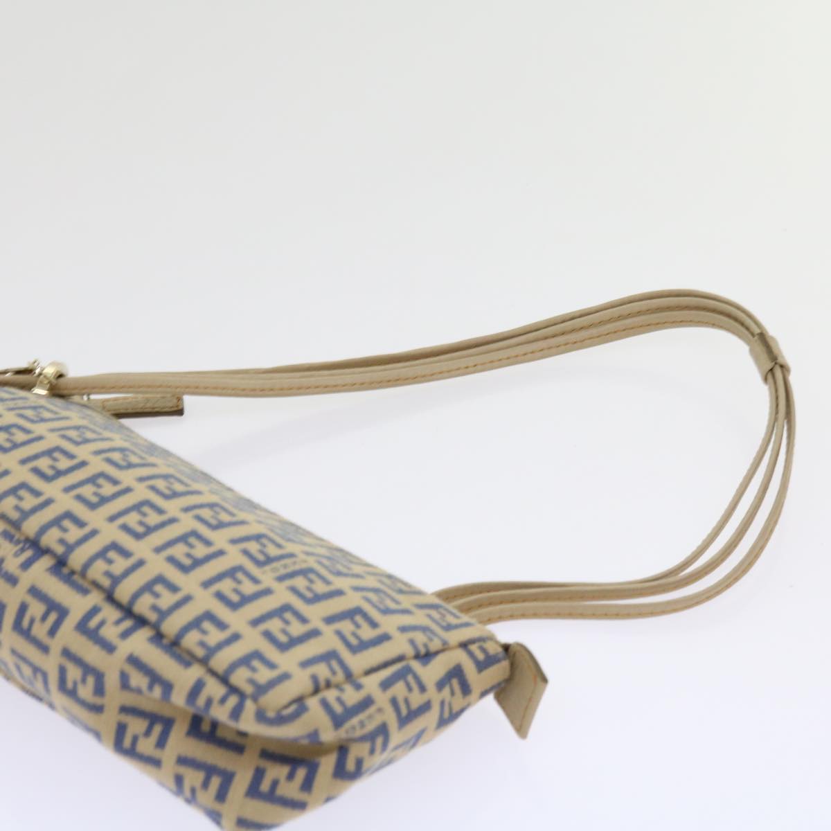 FENDI Zucchino Canvas Accessory Pouch Beige Blue63286