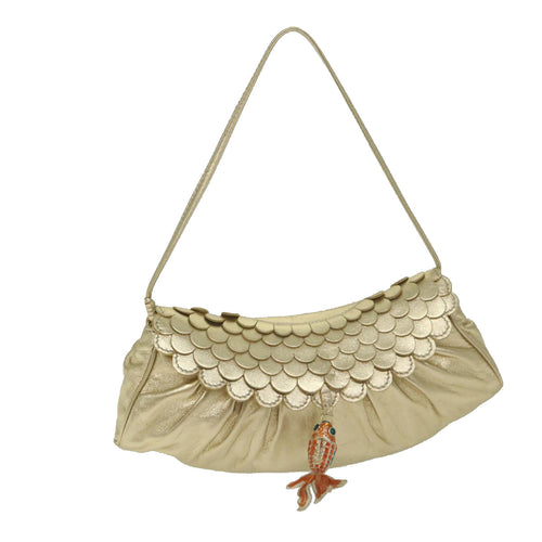 CELINE Hand Bag Leather Gold  63297