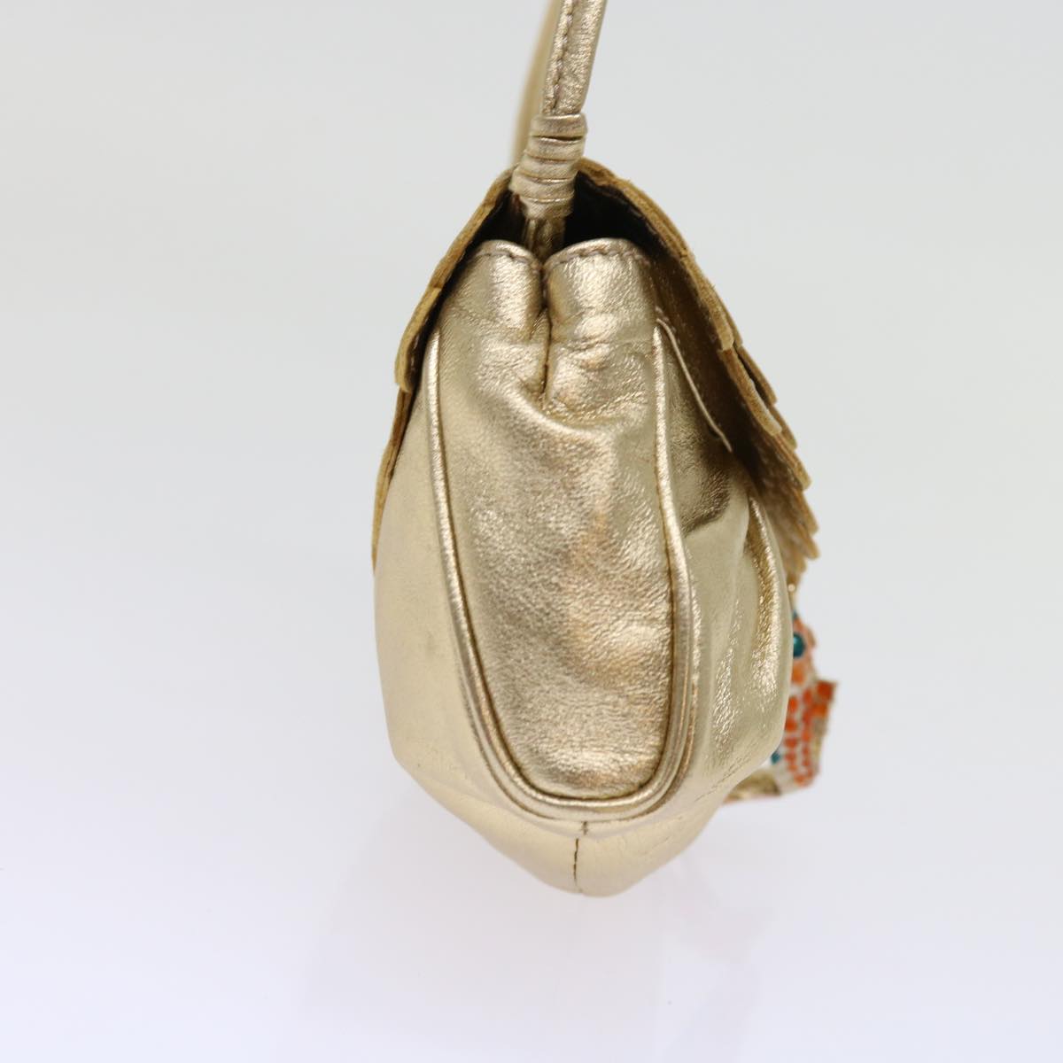 CELINE Hand Bag Leather Gold  63297