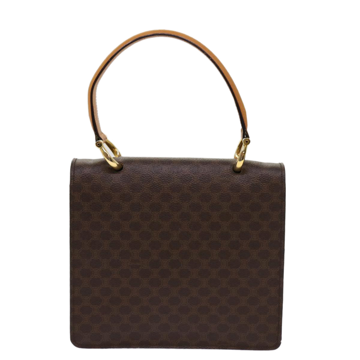 CELINE Macadam Canvas Hand Bag PVC Leather Brown  63307