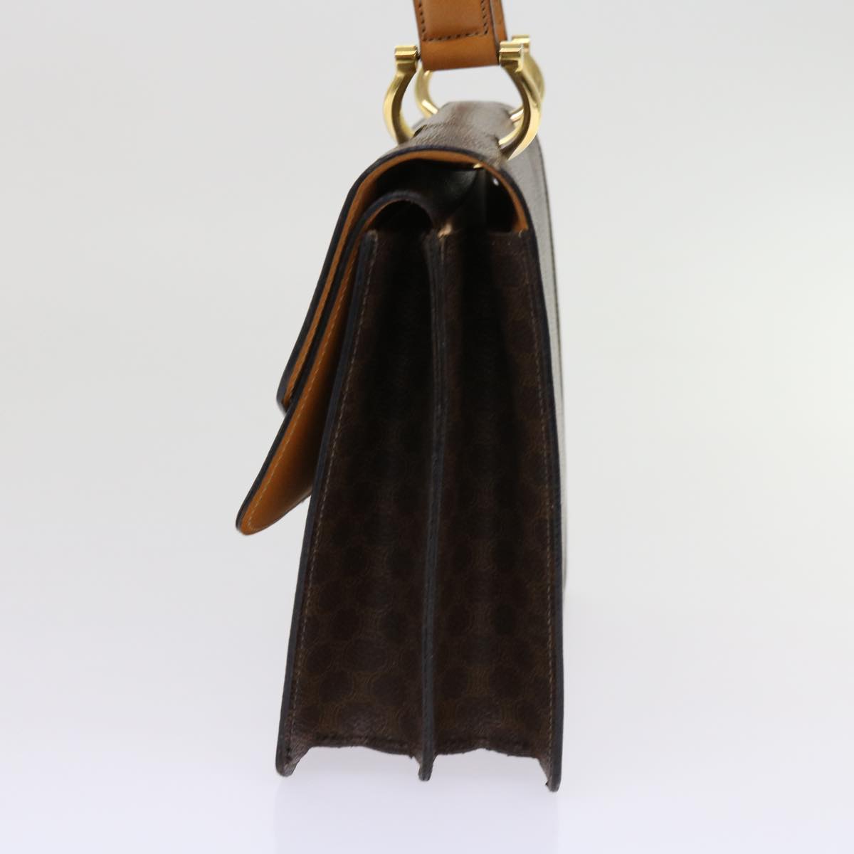 CELINE Macadam Canvas Hand Bag PVC Leather Brown  63307