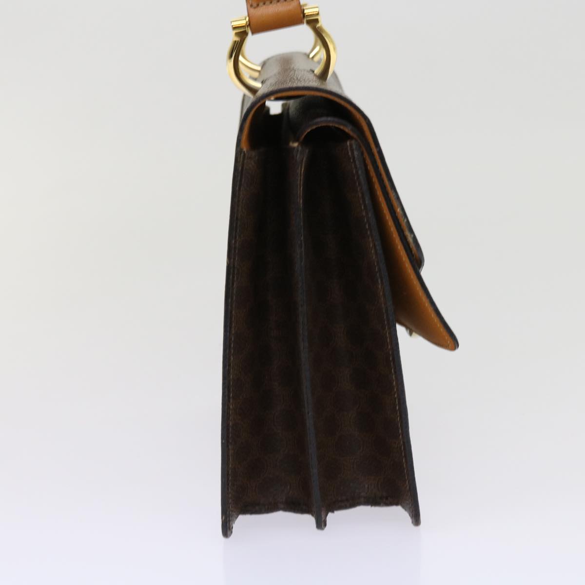 CELINE Macadam Canvas Hand Bag PVC Leather Brown  63307