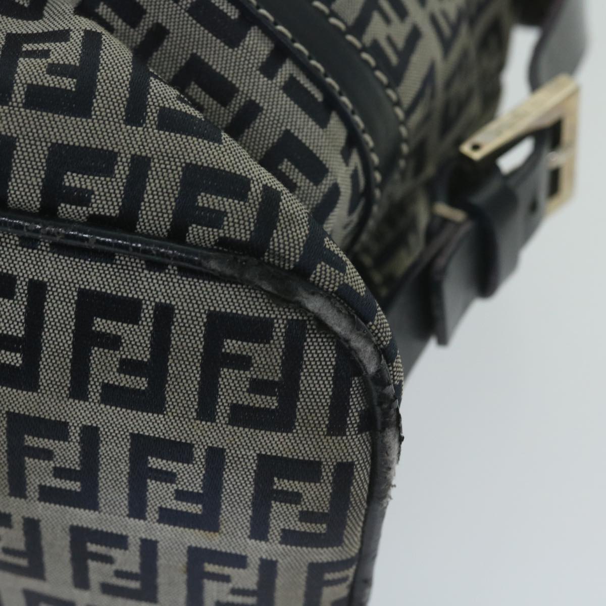 FENDI Zucchino Canvas Shoulder Bag Navy63396