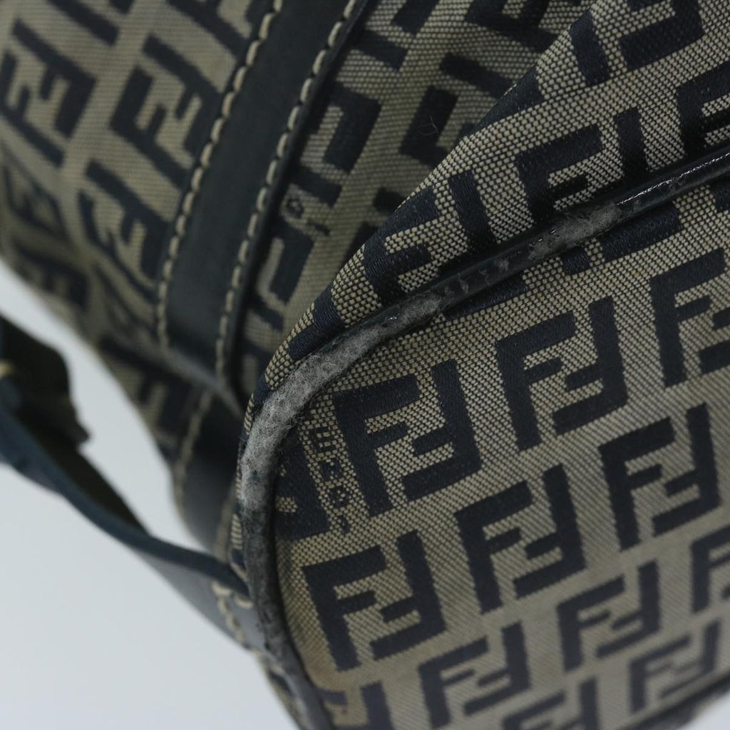 FENDI Zucchino Canvas Shoulder Bag Navy63396