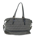 FENDI Zucchino Canvas Shoulder Bag Navy63396