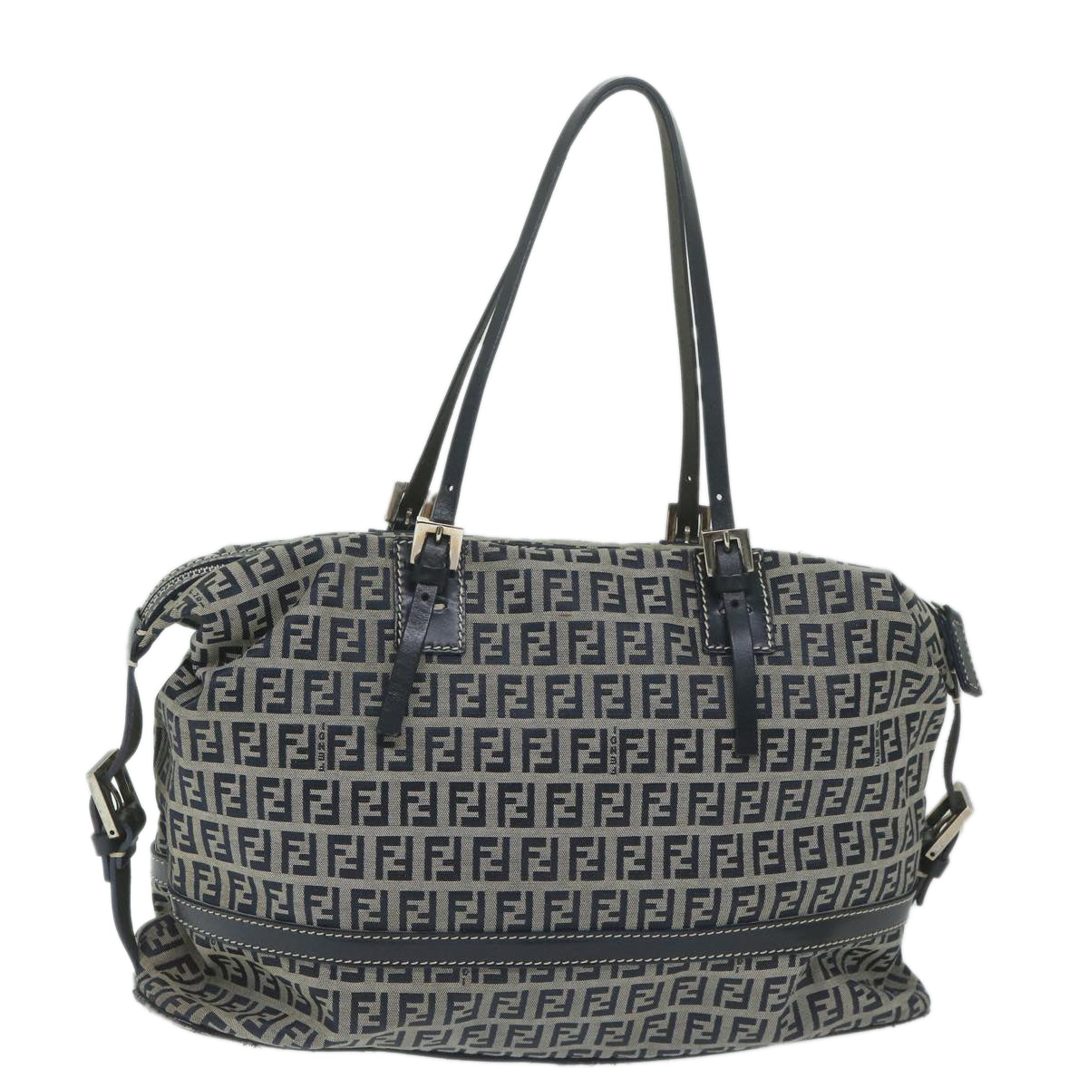 FENDI Zucchino Canvas Shoulder Bag Navy63396
